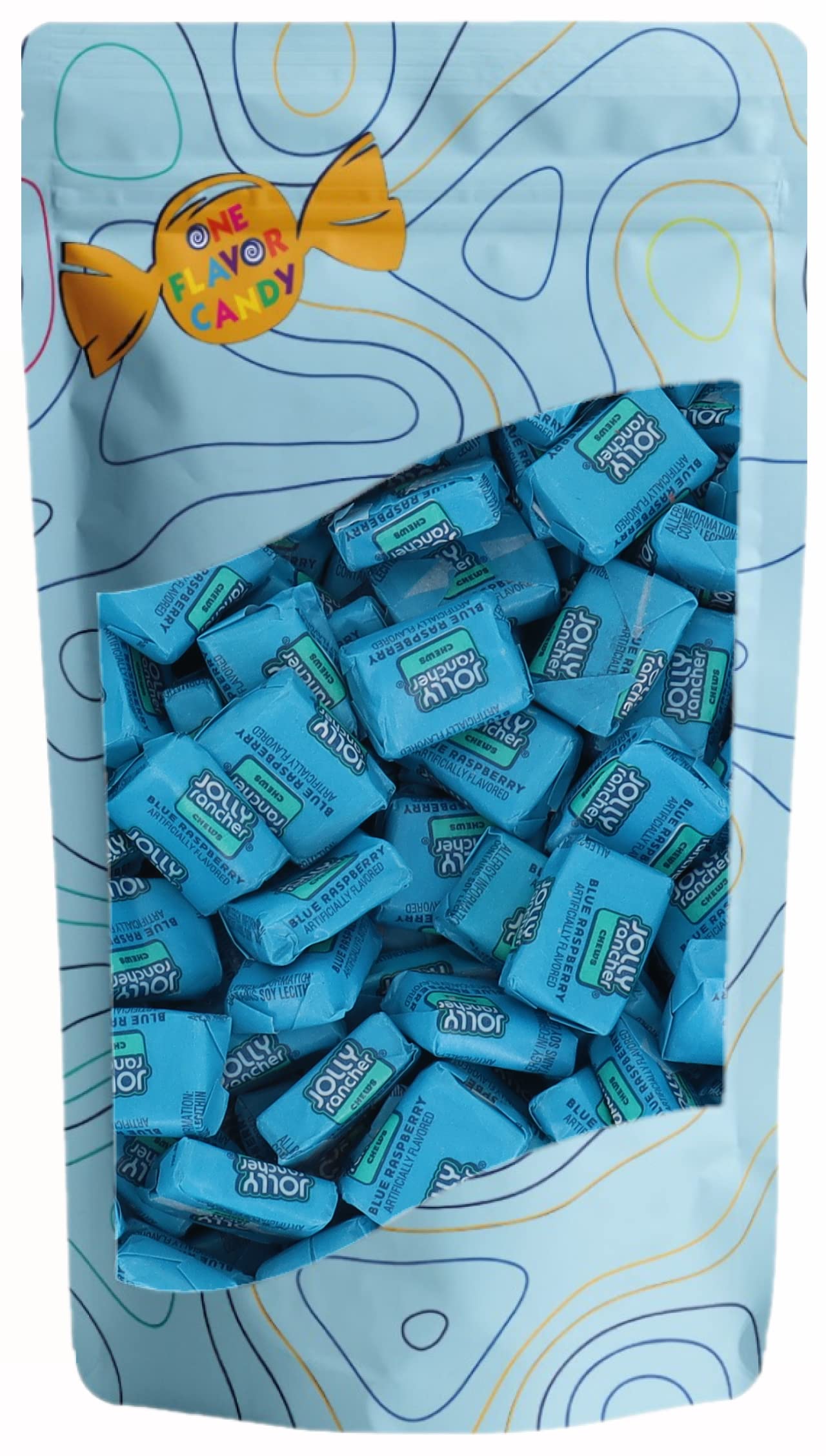 One Flavor Candy Jollies Rancher Fruit Chews Candy Candies Bulk in Resealable Bag (Blue Raspberry, 2lb)