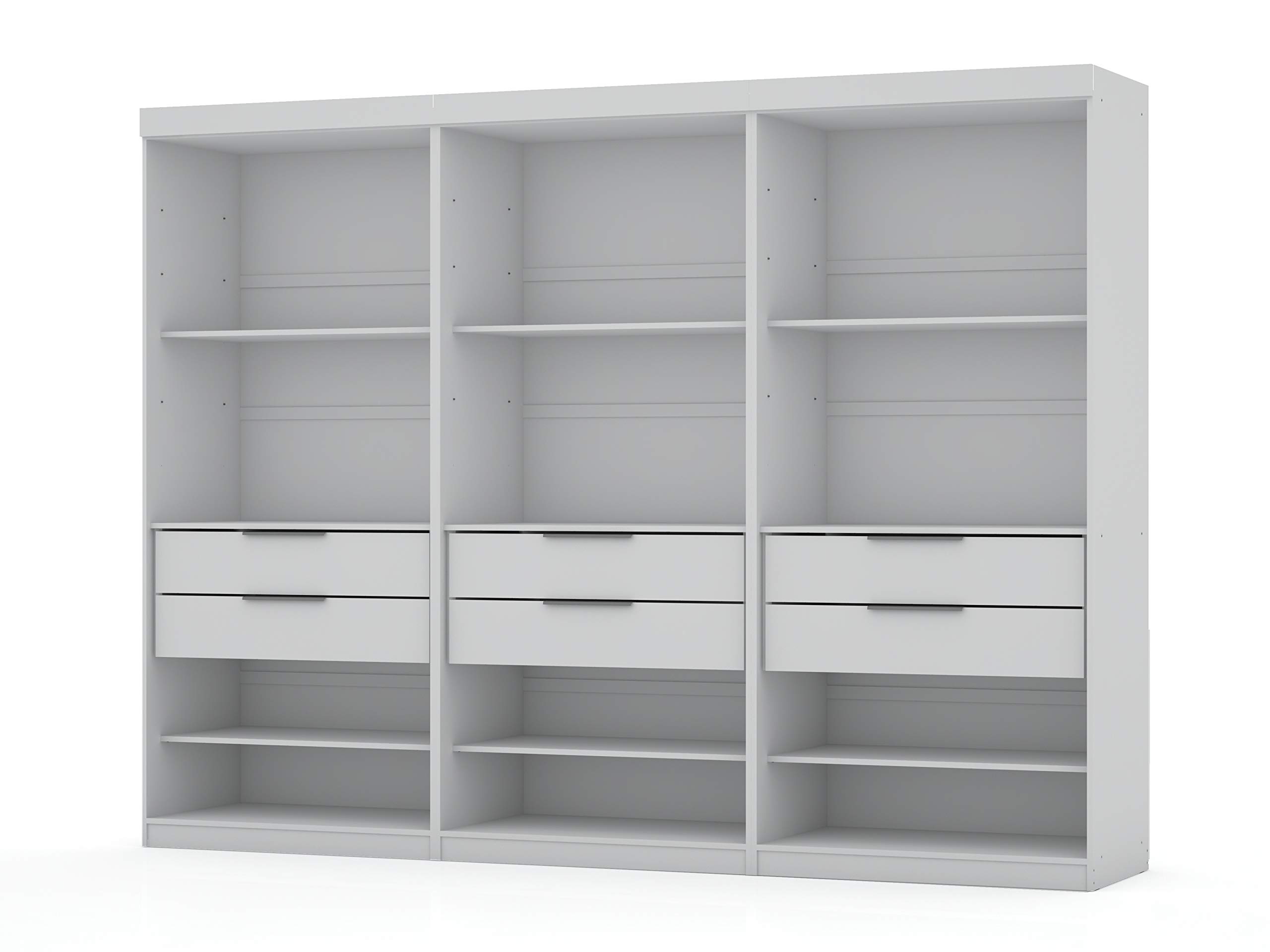 ( incomplete box 1 of 2 only ) Manhattan Comfort Mulberry Wood 3 Pc. Open Sectional Closet Set in White