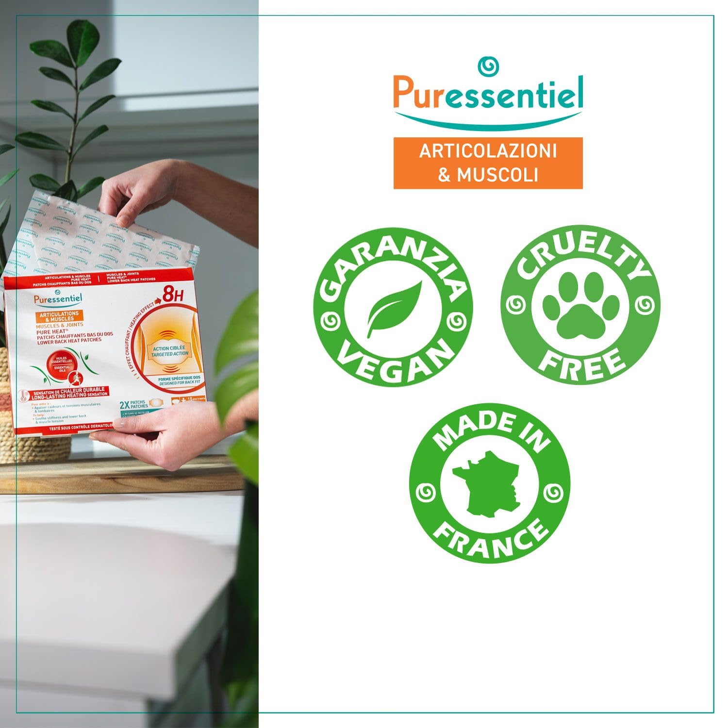 Puressentiel – Articolazioni e Muscoli Cerotti riscaldanti – Con 14 oli essenziali e Capsico – Effetto riscaldante per 8 ore – Aiutano ad alleviare rigidità e tensioni muscolari – 3 cerotti