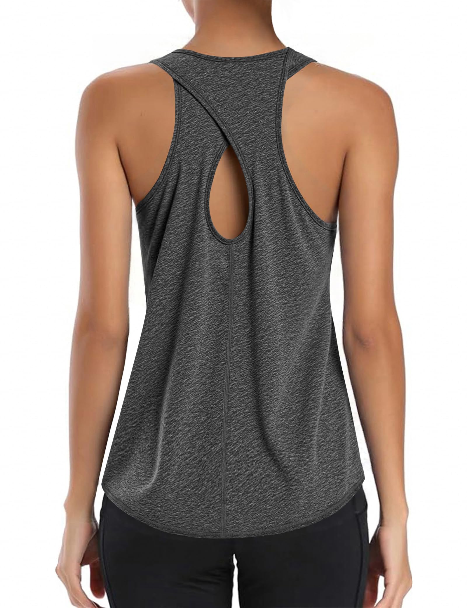 Gyabnw Sport Top Damen mit Rückenausschnitt ärmellos leicht schnelltrocknend für Fitness Yoga Laufen Sportbekleidung