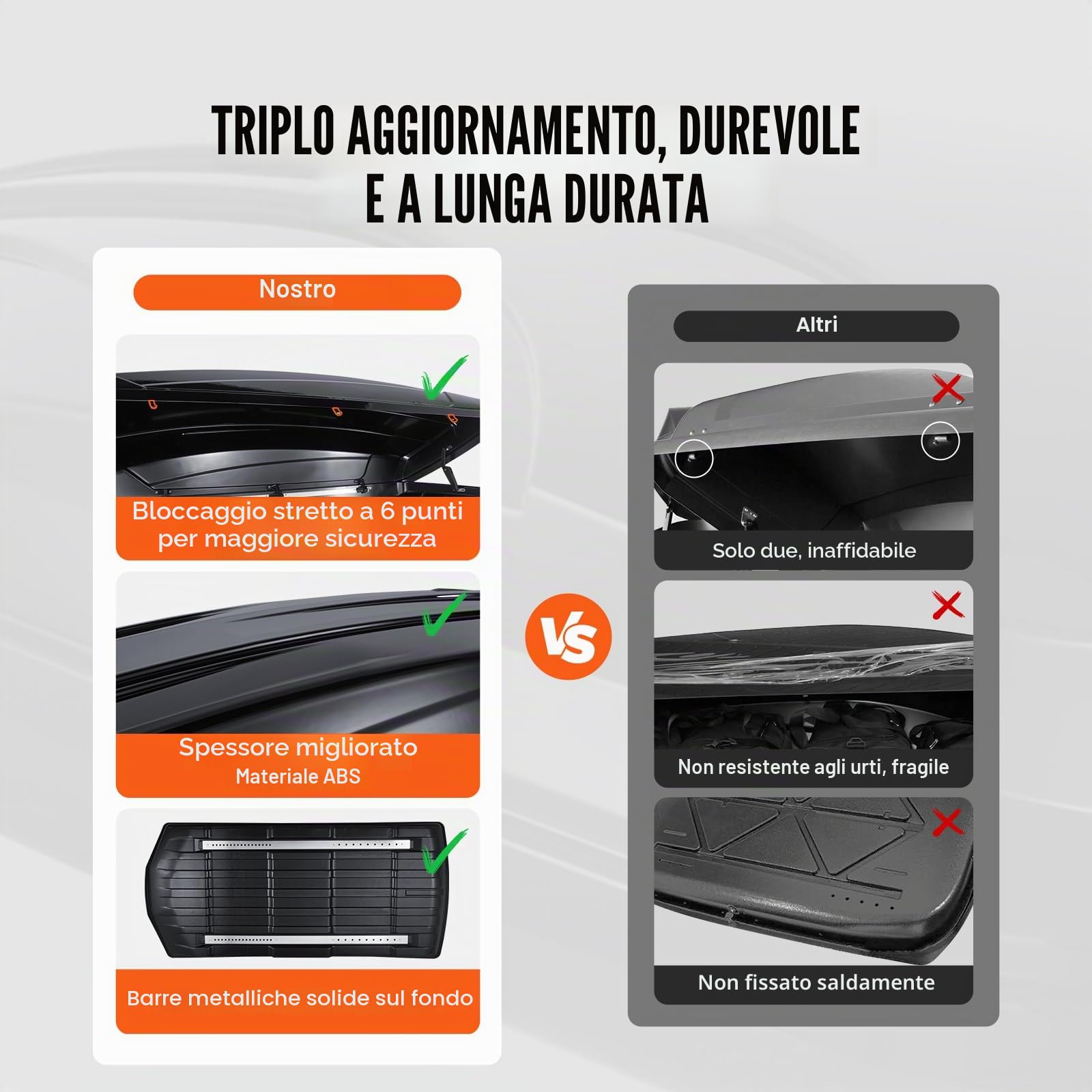 VEVOR Box da tetto per auto, 562 l, in ABS, con apertura su entrambi i lati, impermeabile, per auto, station wagon, SUV