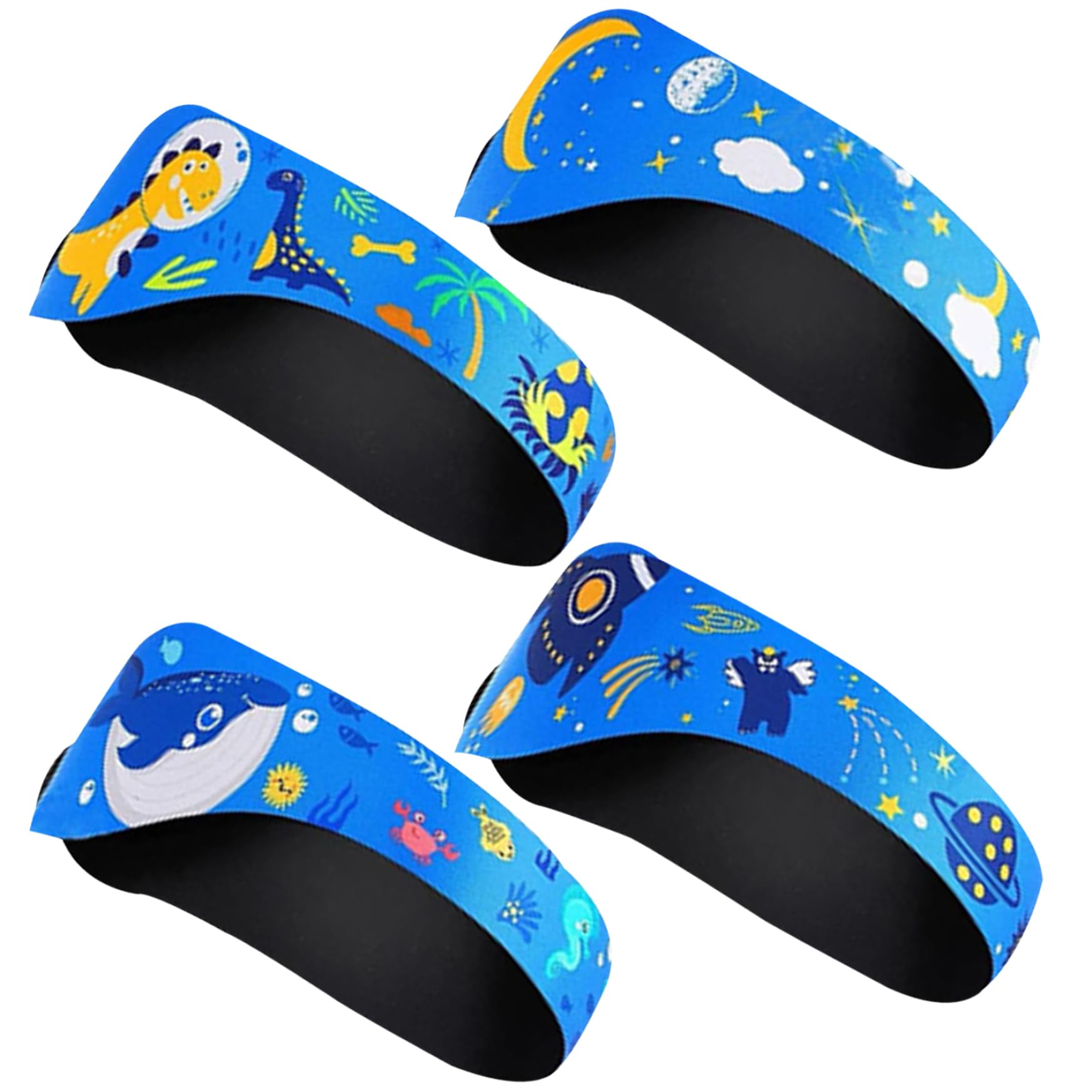 KUYYFDS Ear Guard, Kids Ear Plugs for Swimming, Kids Swimming Headband 4Pcs Waterproof Swim Ear Band Elastic Hair Band Ear Protection Band for Swimming Surfing Blue