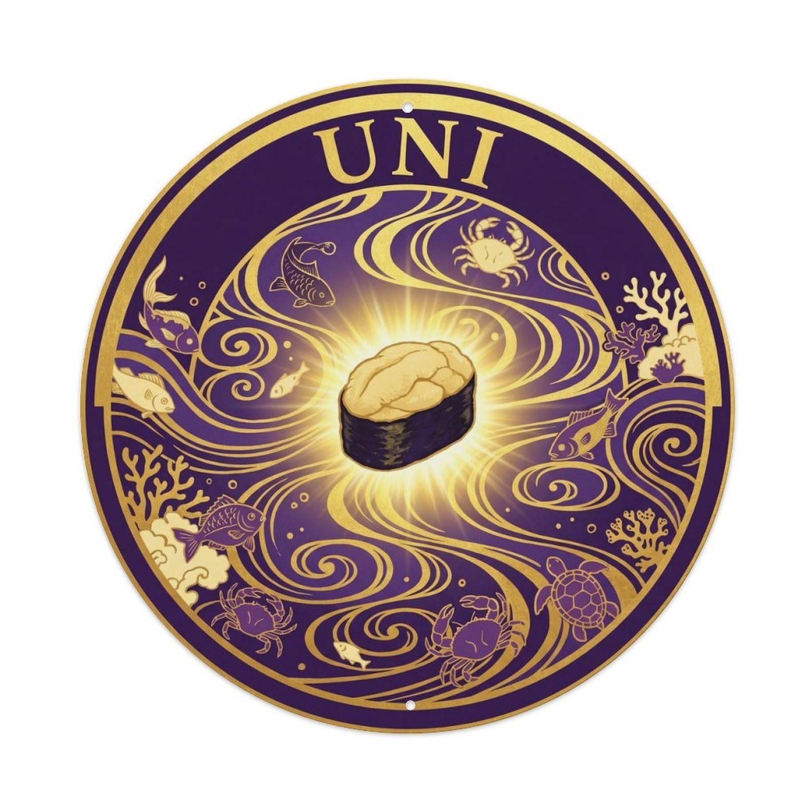 Olyhtr 8X8inch Classic Style Japan Uni Sea Urchin Gourmet Travel Metal Tin Sign