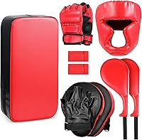 Vista 1 de Juego de Manoplas de Boxeo 10 en 1, Almohadillas de Patada Taekwondo, Manoplas de Boxeo, Almohadillas de Enfoque, Guantes de Boxeo, Protector de Rojo