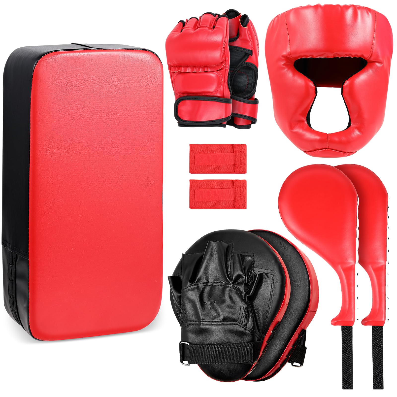 Gemscream 10 In1 Punching Mitts Kick Pad Set Taekwondo Pads Boxing Mitts Focus Pads Boxing Gloves Safety Head Guard Wrist Band for Kickboxing, Karate,