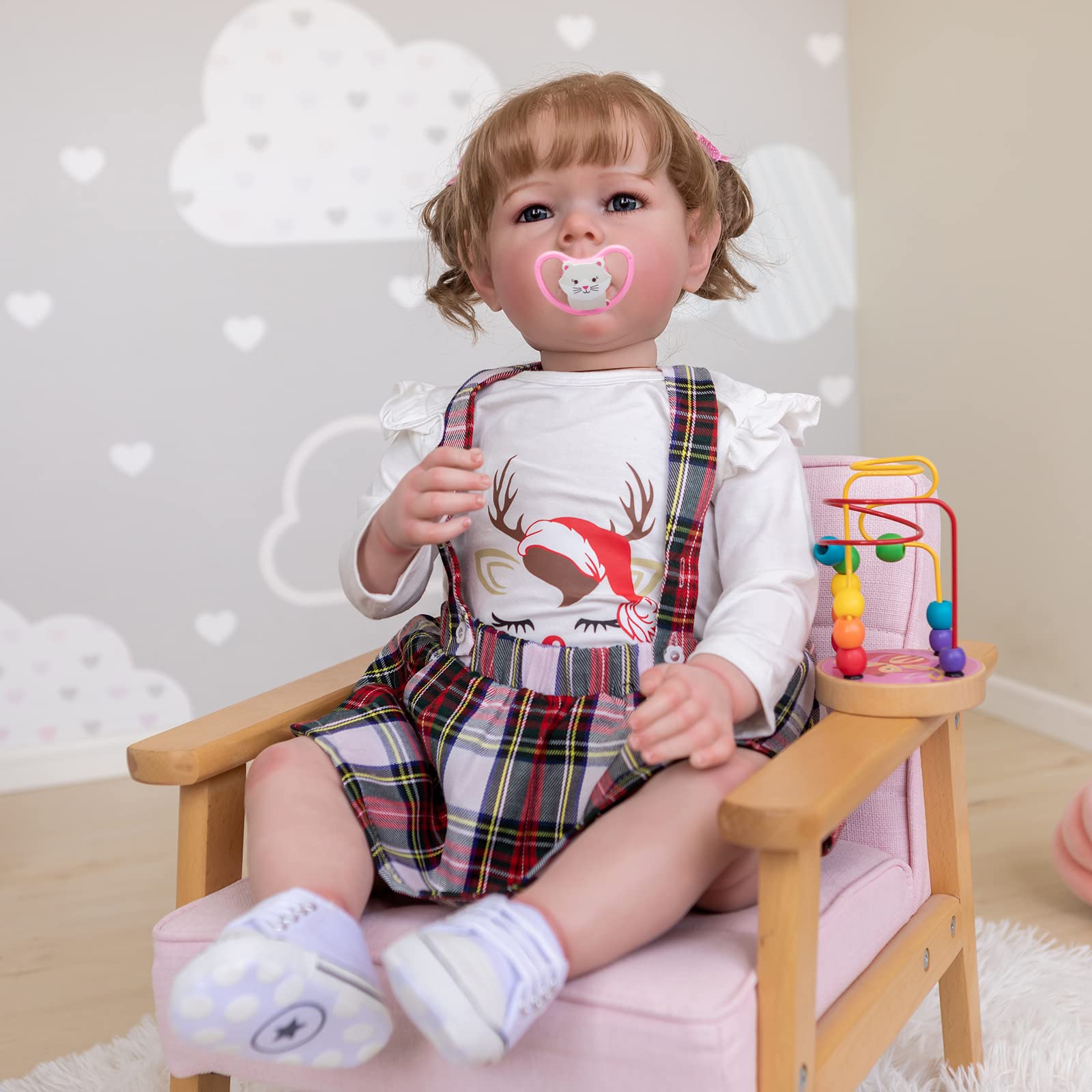 MineeQu 28 cali Ogromne ukorzenione włosy Realistyczna odrodzona lalka bobas z miękkim, przytulankowym ciałem Realistyczny noworodek Maluch Księżniczka Lalki, My Little Sweetheart