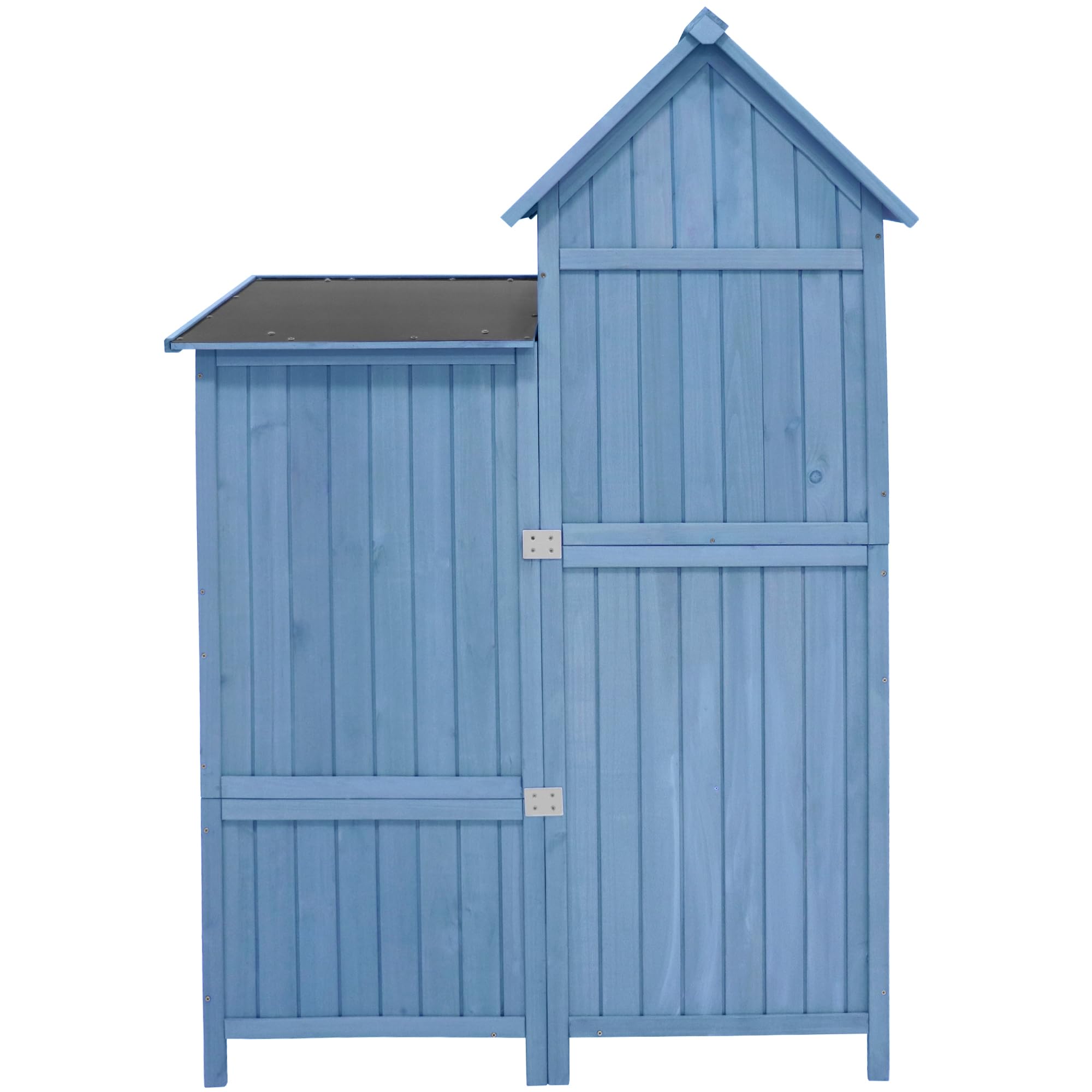 Gabinetto da giardino per elettrodomestici, 118 x 54 cm, 118 x 54 x 173 cm (larghezza x profondità x altezza), resistente alle intemperie, legno, blu, tetto in PVC (set, 1 unità, 1 x armadio per)
