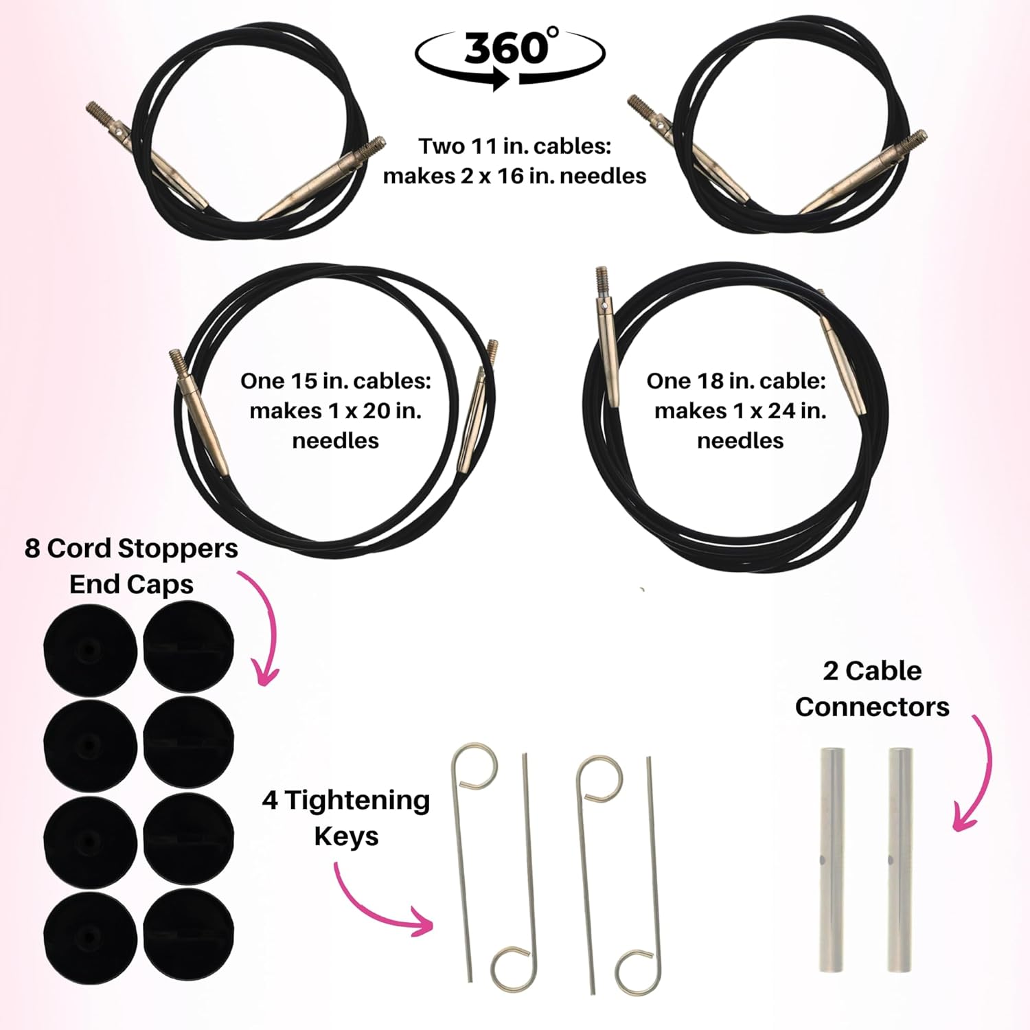 Lykke Driftwood 3.5 in. Standard Set US 3, 4, 5, 6, 7, 8, 9, 10, 10.5 Interchangeable Circular Knitting Needles for Baby, DK, Worsted, Chunky Yarn, Birchwood, 4 Swivel Cords, Grey DM Case, Project Bag