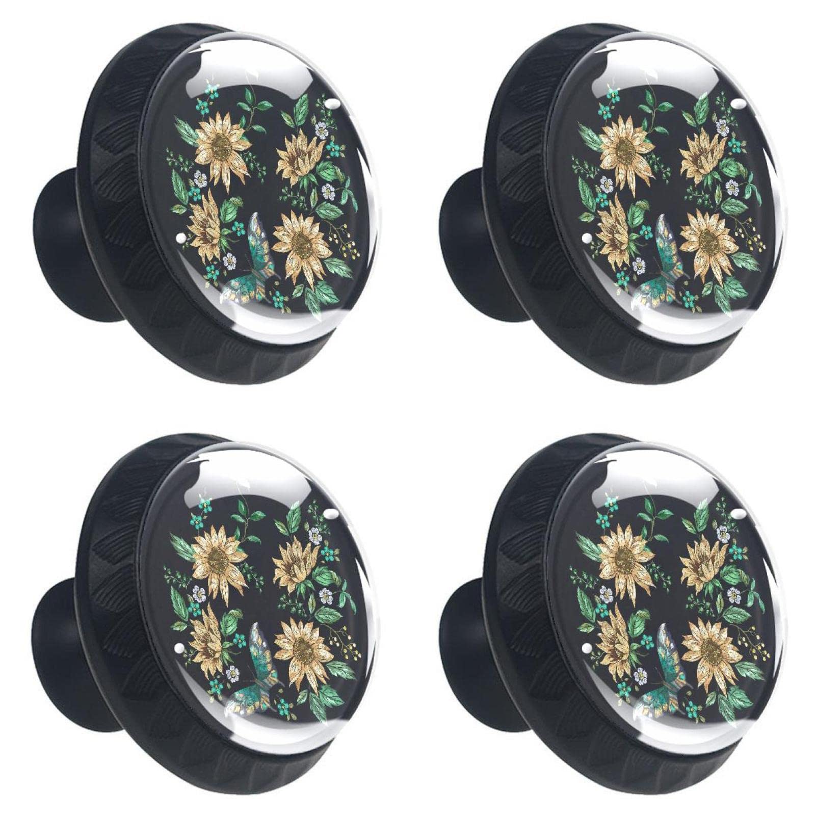 Poignées bouton de placard en verre et vis de fixation meuble tournesol 30mm