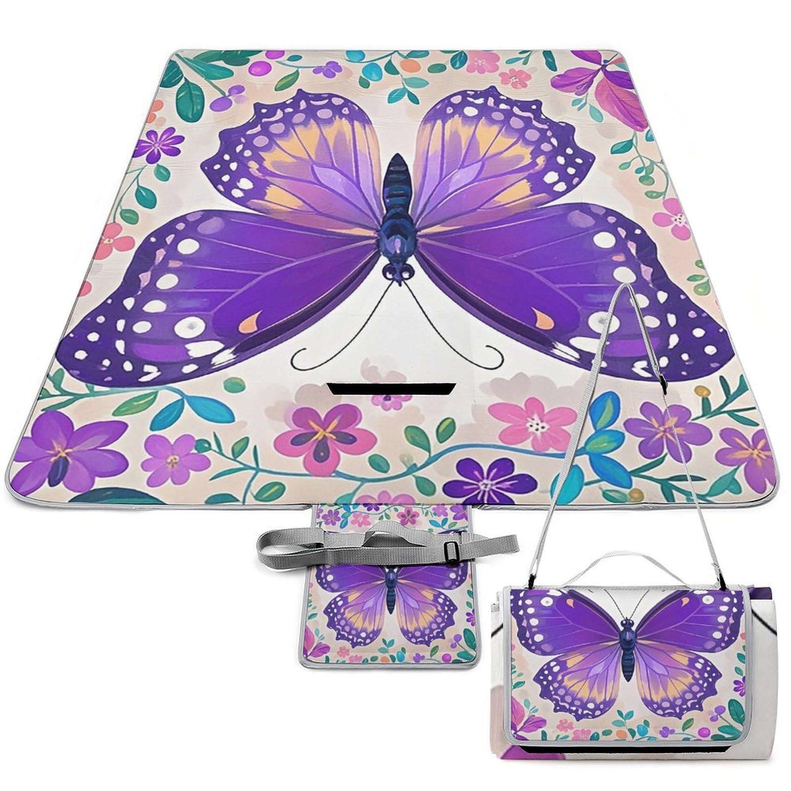 Couverture pique-nique violette lavable pour vos journées de randonnée