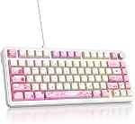 Surmen M75 75% Clavier crémeux sans fil avec joint, pré-ludé triple mode Bluetooth mécanique jeu clavier BT5.0/2.4Ghz/USB avec tampons d'absorption du son Chaud-Swap (Shadow Red)