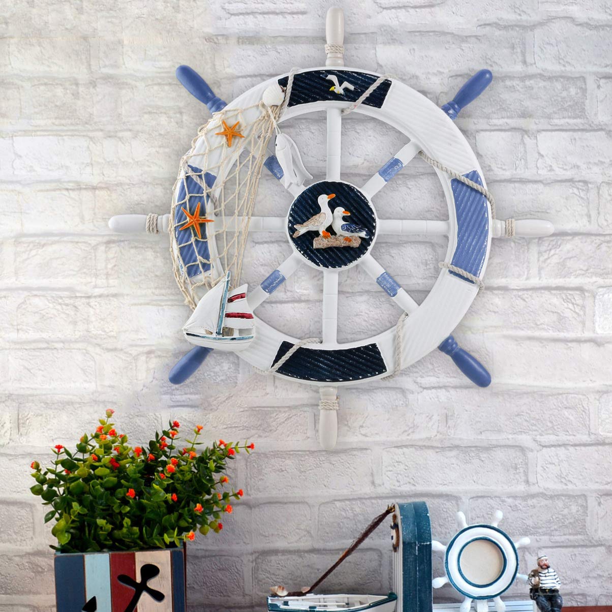 Amazon.co.jp: TOYMYTOY 船舵 舵輪 マリンテイスト 地中海風