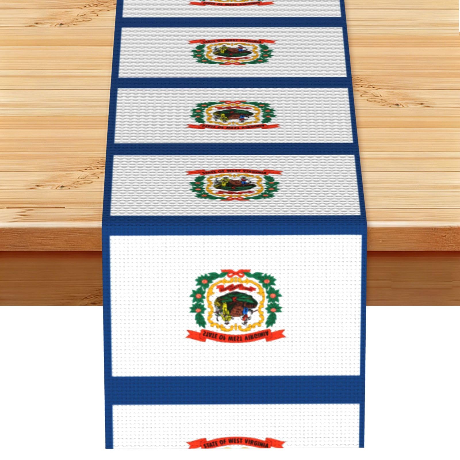 Hgiuydrd West Virginia Flag Print Table Runner World Cup-Themed Dining Table Decor For Coffee Dining Table And More
