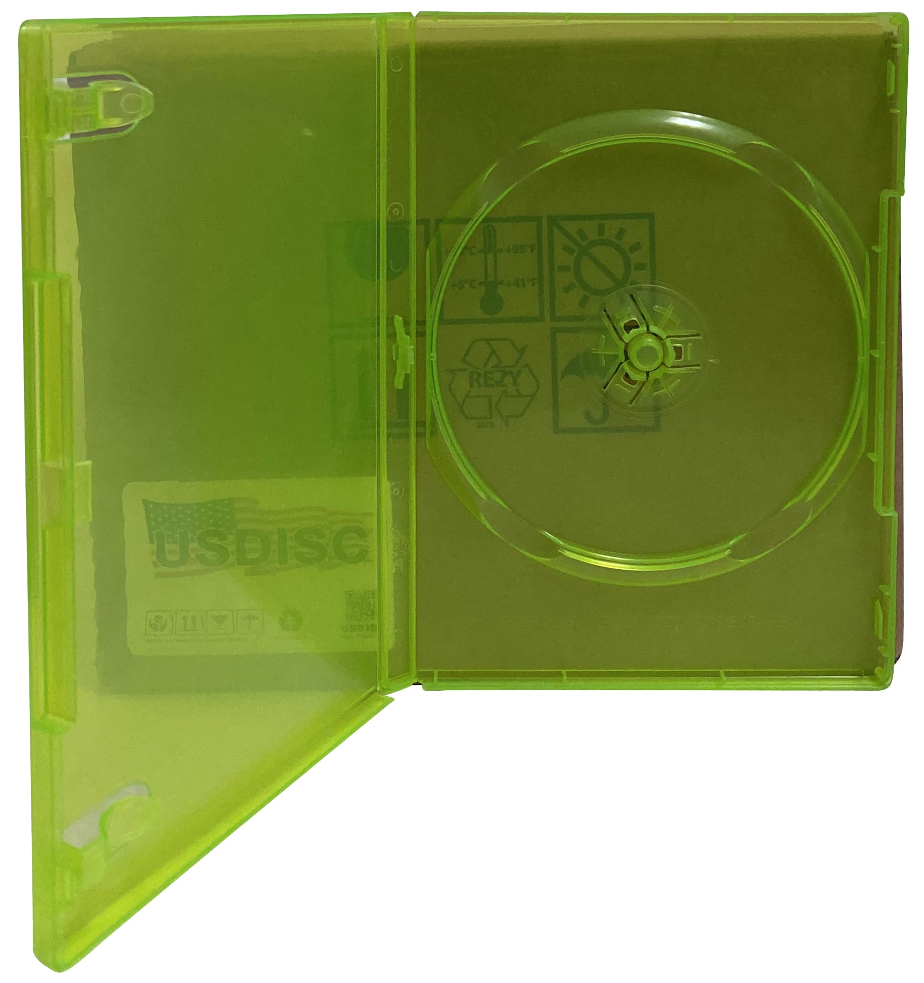 USDISC DVD Cases Standard 14mm Premium, Single 1 Disc, Clear Green, Pack of 200