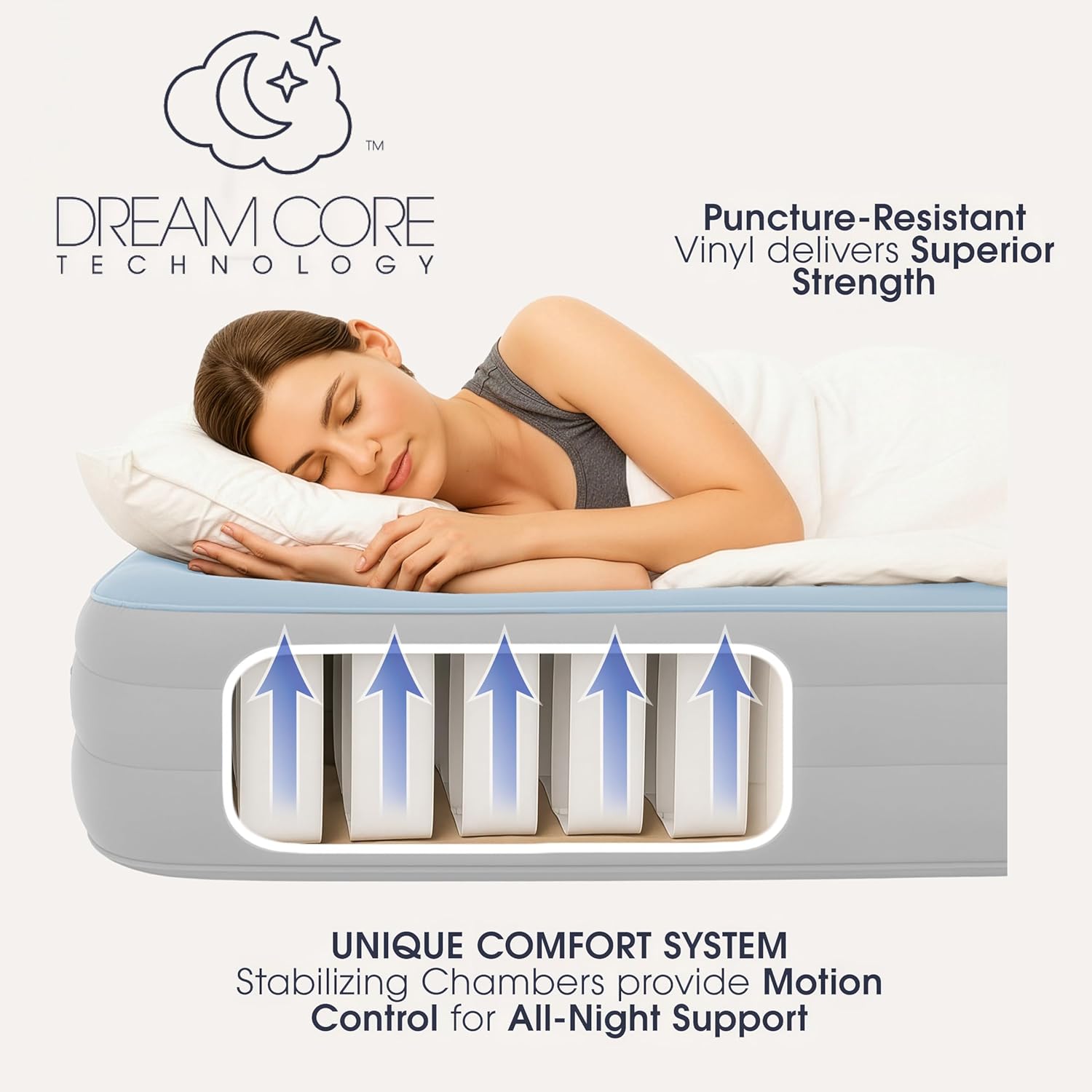 AirCandy Nite Brite Twin Inflatable Air Mattress with LED Lights – 15” Raised Blow Up Bed, USB Powered Color-Changing Glow, Flocked Top, Guest & Sleepover Bed