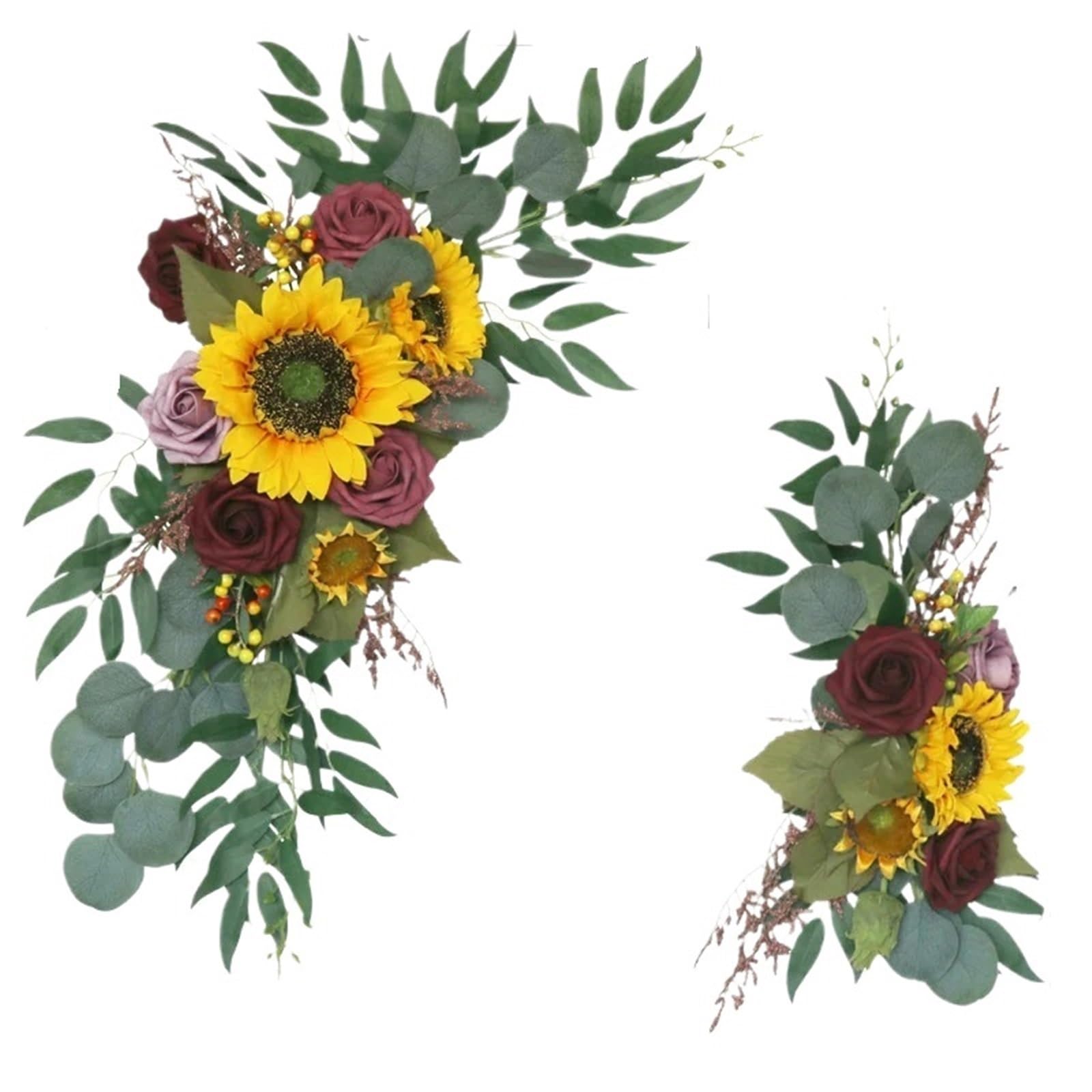 Zymjzbetic Artificial Wedding Arch Flowers Kit 2pcs Artificial Wedding Arch Flowers Rose Party Garland Ceremony Flower Backdrop Decoration Fake(H)