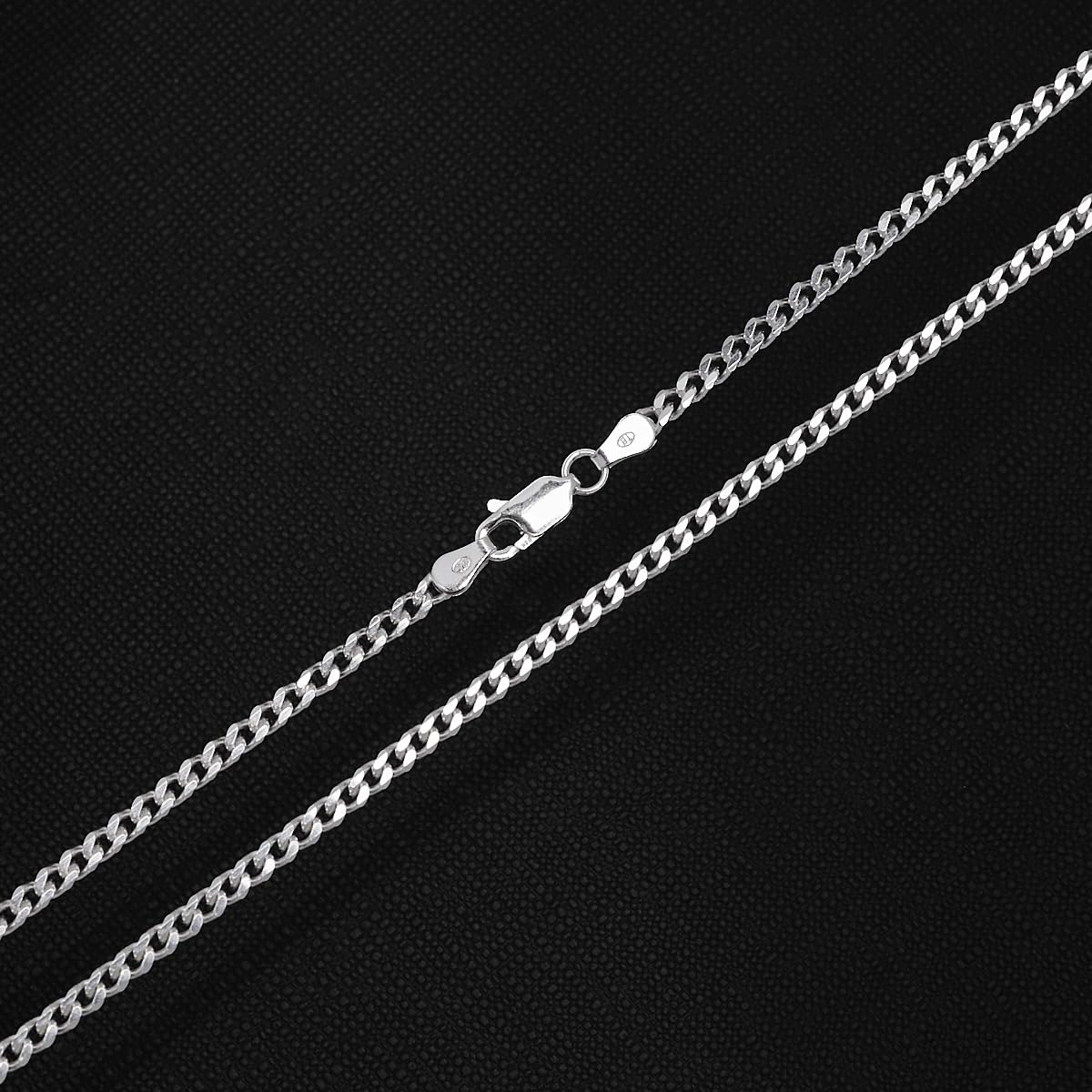 Treasure Bay Cadena de plata de ley 925 para hombres y mujeres, plata de ley maciza auténtica, 3 mm de ancho, corte de diamante, longitud de la cadena: 40,6 a 60,9 cm