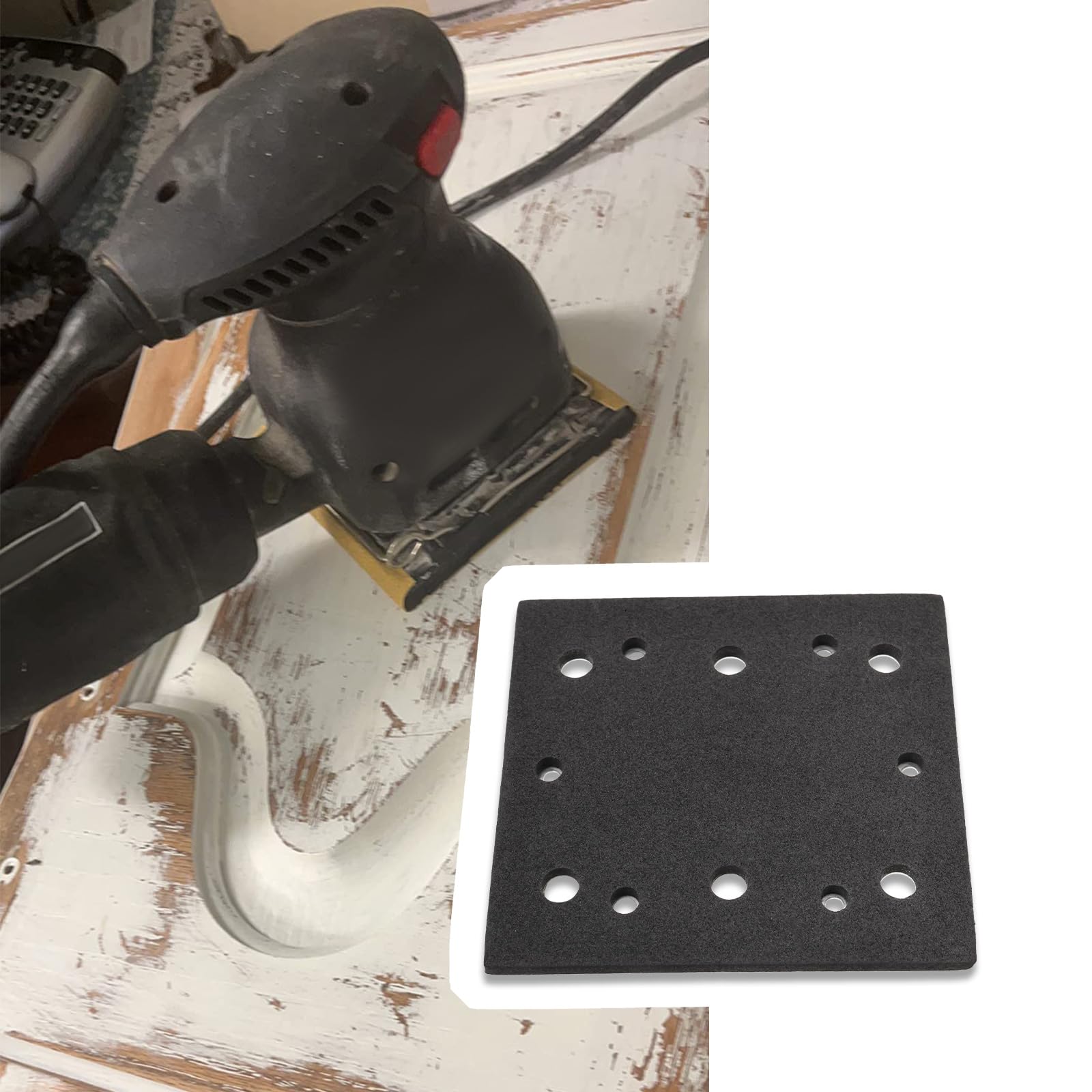 LT Easiyl 1/4 Sheet Finish Sander Replacement Pad Square Double Insulated Sander Pad Compatible with Ryobi 039066005051 S652D S652DK S652DG - Image 3