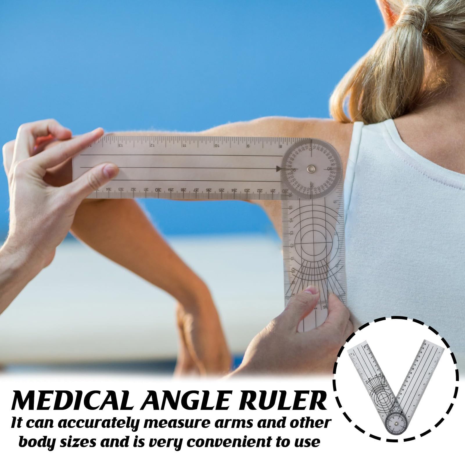 4 Pezzi Goniometro Ortopedico per Fisioterapia 360 ° PVC,Facili Da Uso Quotidiano Della Cartografia Per Famiglie e Studenti CM/Inch,Trasparenti e Resistenti