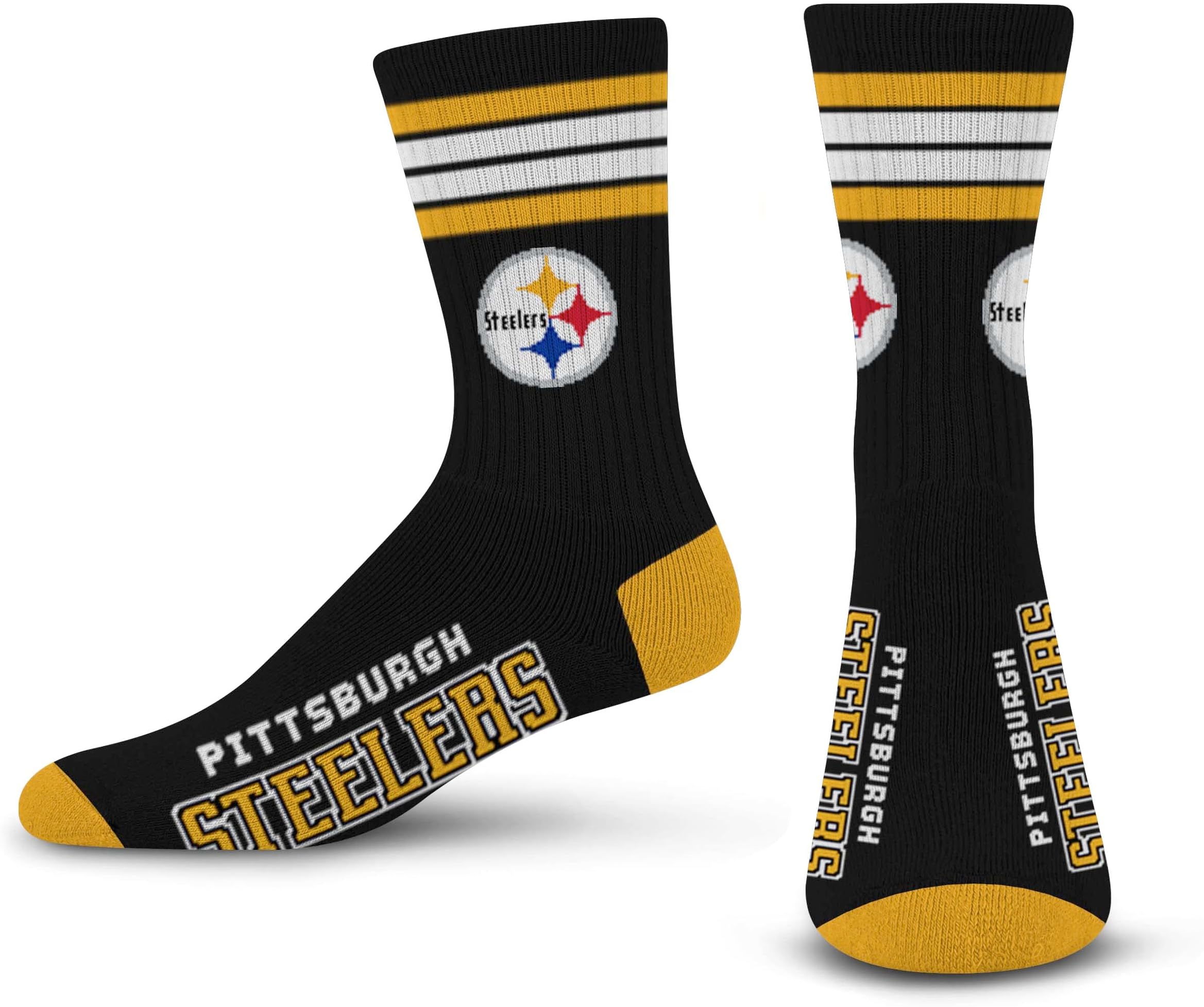 For Bare Feet Men's NFL 4-Stripe Deuce Performance Crew Socks