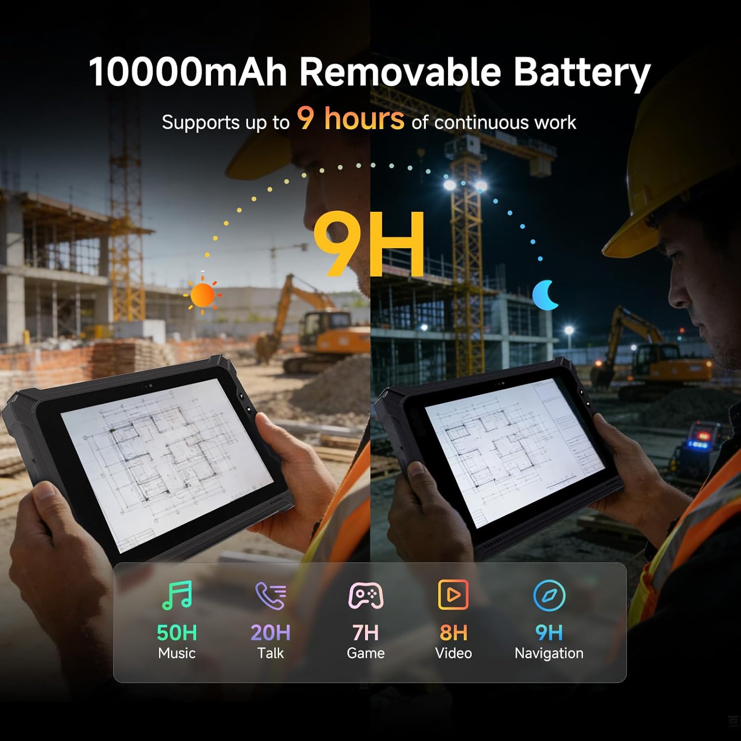 Rugged Tablet with Barcode Scanner T17X, 10.1 inch Android 14 Industrial Tablet PC w/Zebra 4710, 1D/2D QR Inventory Scanner, 8GB+128GB Rugged PC for Warehouse, Logistics, Retail