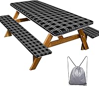 Vista 44 de Funda de mesa de picnic con fundas para bancos, elementos esenciales de camping, mantel de camping impermeable y a prueba de viento con bolsa