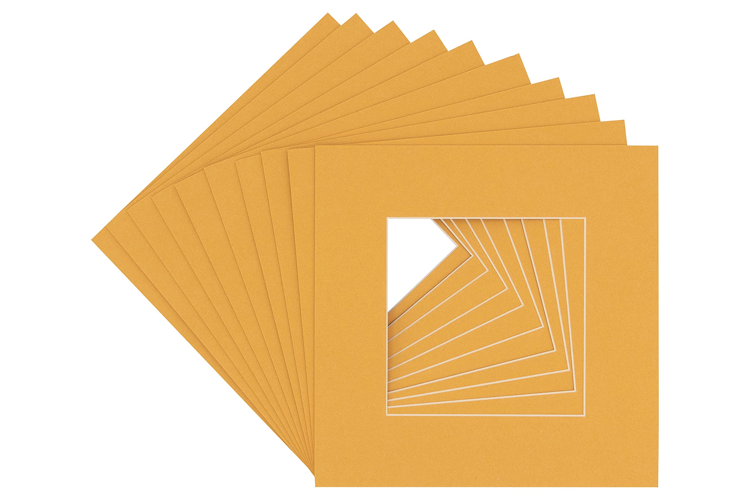 CountryArtHouse Topaz Orange Acid Free 10x10 Square Picture Frame Mat with White Core Bevel Cut for 6x6 Pictures - Fits 10x10 Frame - Pack of 25 Matboards