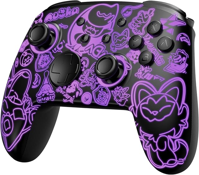 [Luminous Pattern] Switch Controller, FUNLAB Switch Pro Controller Wireless Compatible with Nintendo Switch/OLED/Lite, Firefly Bluetooth Remote Gamepad with 7 LED Colors/Paddle/Turbo/Motion Control