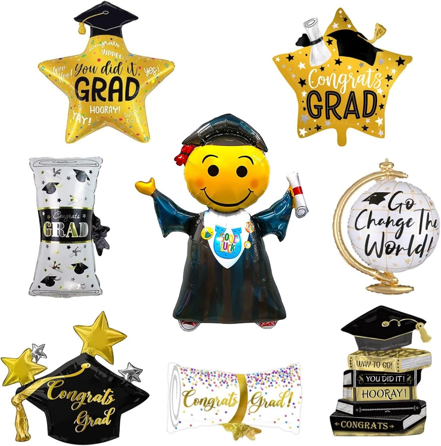 24Pcs Graduation Party Balloons Class of 2026 Congrats Grad Foil Balloons for College High School Graduation Party Supplies