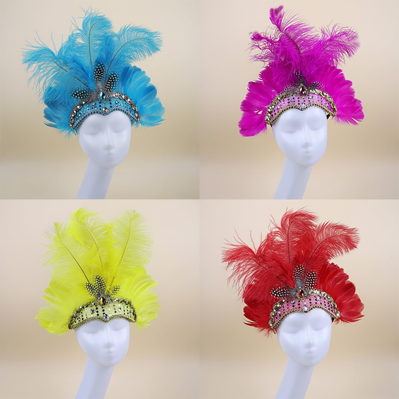 Samba Kopfschmuck Federschmuck Rio Bahia Federkopfschmuck Brasilien Feder Kopf Schmuck Burlesque Haarband Kostüm Accessoires Hippie Kleidung Damen