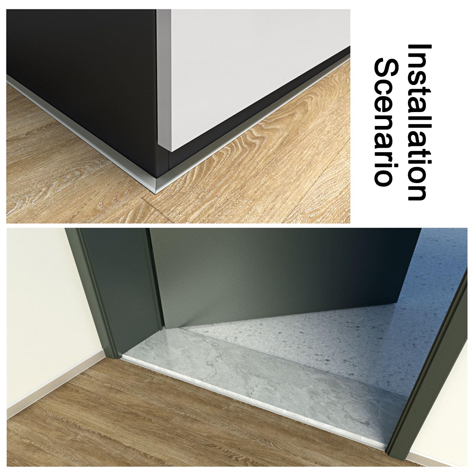 Striscia Transizione Pavimento L In Alluminio Con Base Binario Scatto – Connettore Soglia 135cm Per Pavimenti Legno/piastrelle 8–18.0mm(Nero,20.0mm)