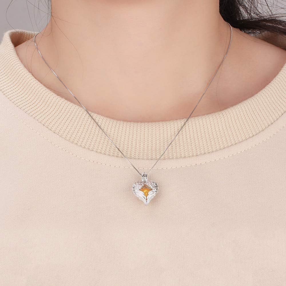 Angel Wings Heart Cage Pendants for Pearl Jewelry Making Sterling Silver, Design Cage Pendants for Women - Image 6