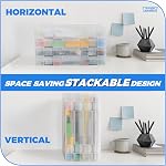 4-Pack Art & Craft Organizer Storage Case - Semi Transparent Stackable Plastic Craft Storage Container, Project Organizer Box Paper Custom Size Fit 8.5 x 11 Paper & More 12.4 x 10.8 x 1.7 In