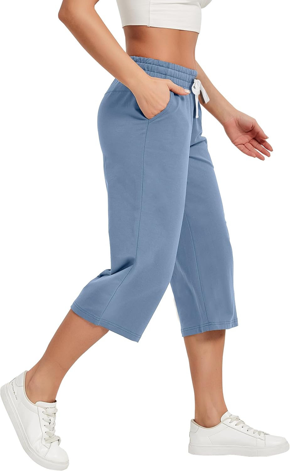 SPECIALMAGIC Women Capri Pants Cotton Yoga Wide Leg Pajama Pants Capris Sweatpants Sports - Image 5