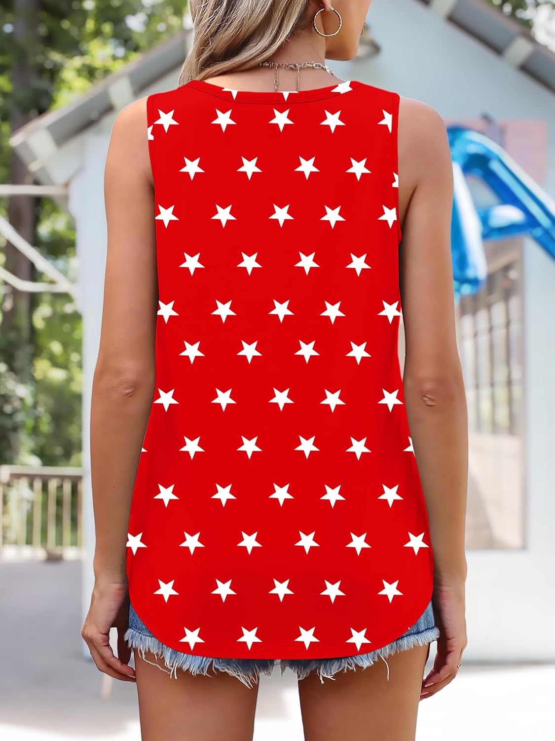 American Flag Tank Top Women 4th of July Tanks Tops for Womens USA Flag Patriotic V Neck Sleeveless Tee - Image 4