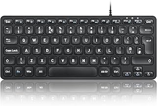 Perixx PERIBOARD-432 Wired USB Keyboard, Slim Design with Big Font Keys, UK QWERTY