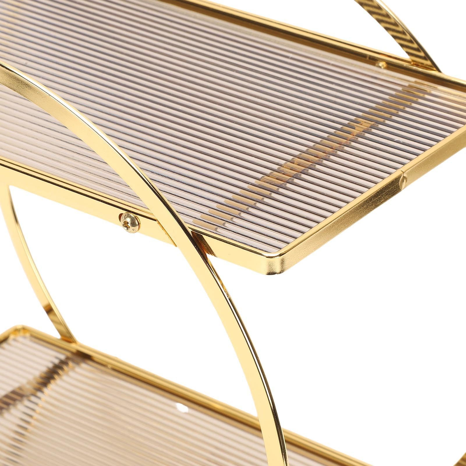 Parfüm-Organizer für die Kommode, 2-stöckiger Make-up-Organizer aus Goldenem Acryl mit Abgerundeten Kanten, Badezimmer-Theken-Organizer für Schlafzimmer, Kommode, Kosmetika und Pinsel
