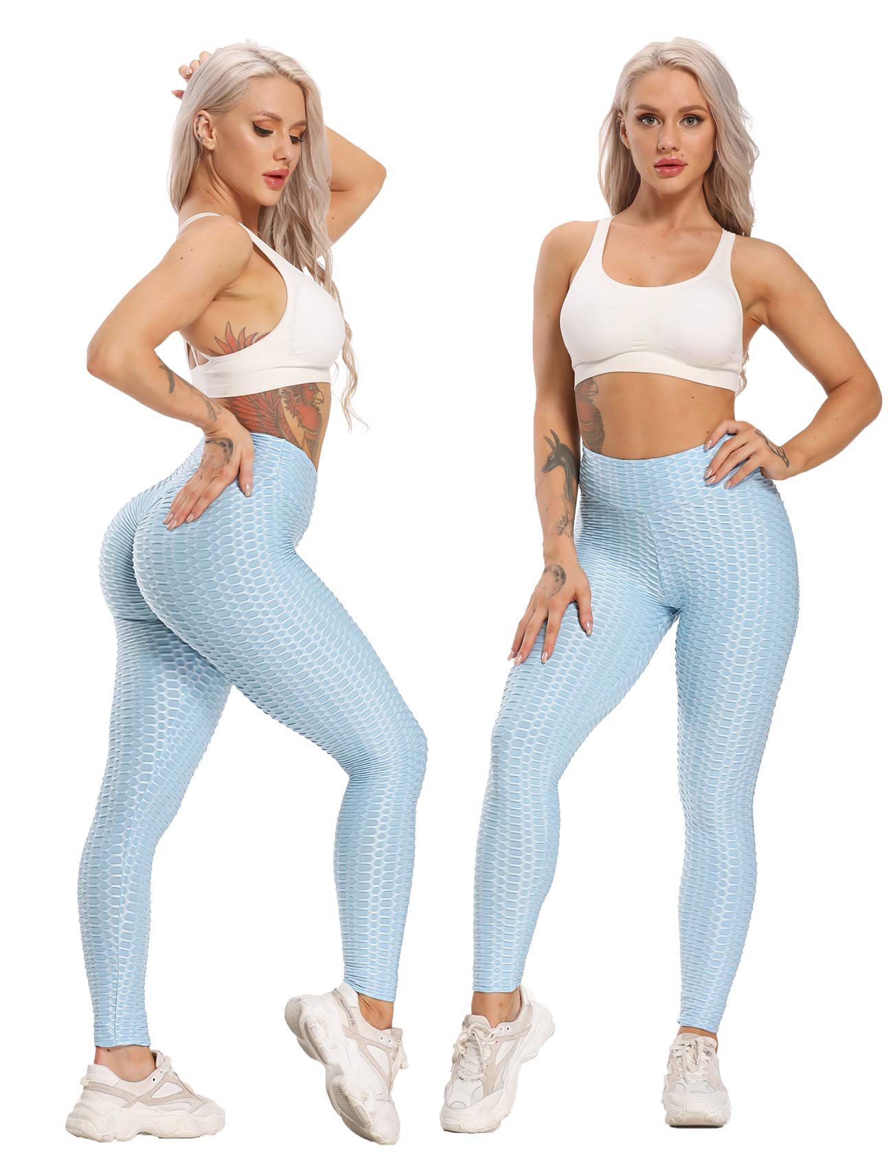 SEASUM Women High Waisted Workout Yoga Pants Butt Lifting Scrunch Booty Leggings Tummy Control Anti Cellulite Textured Tights