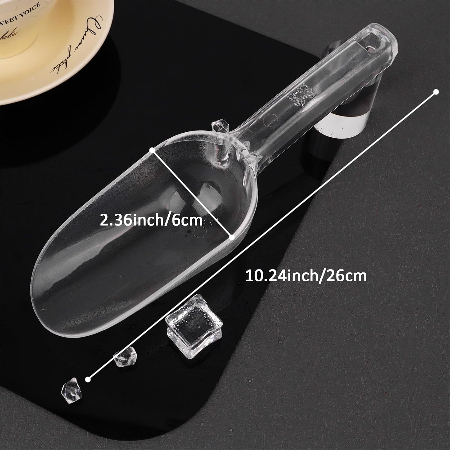 Clear Plastic Ice Scooper, 7.4 oz Lightweight Scoop for Ice Machine, Small Food Scoop, Ideal for Food Scooping, Ice Cream, and Candy Buffet