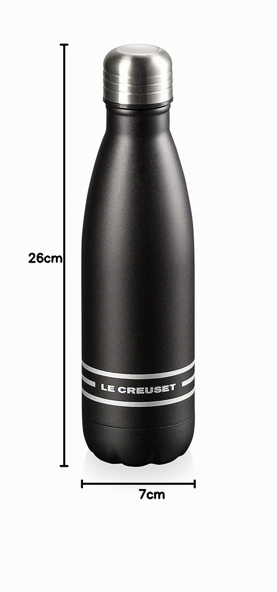 Le Creuset Trinkflasche, Edelstahl, 0.5 L, Schwarz Matt, 41208500000000