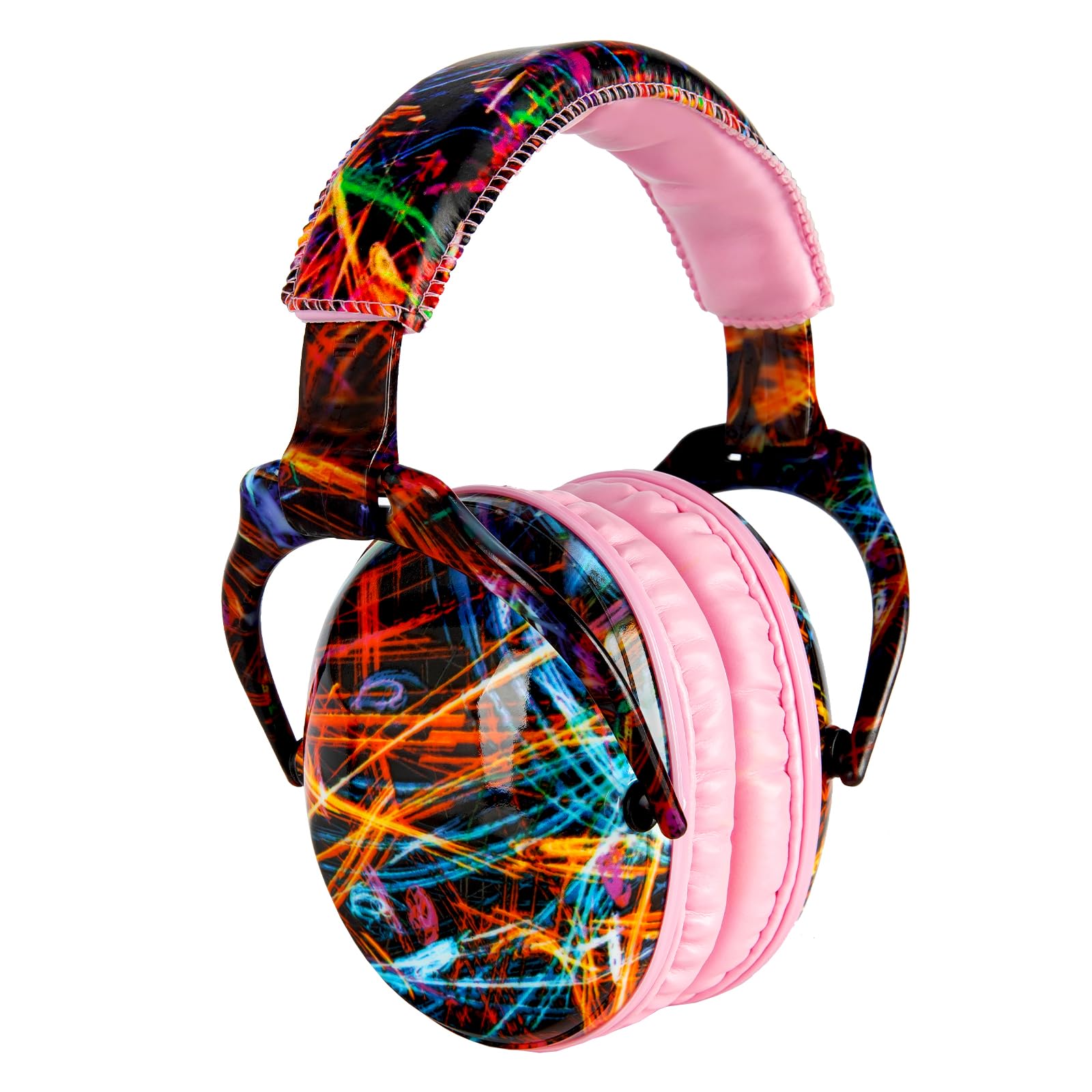 Kids Ear Protection Safety Ear Muffs, NRR 25dB Noise Reduction Children Earmuffs, Hearing Protectors for Sleeping, Studying, Airplane, Concerts, Fireworks-Black Fireworks