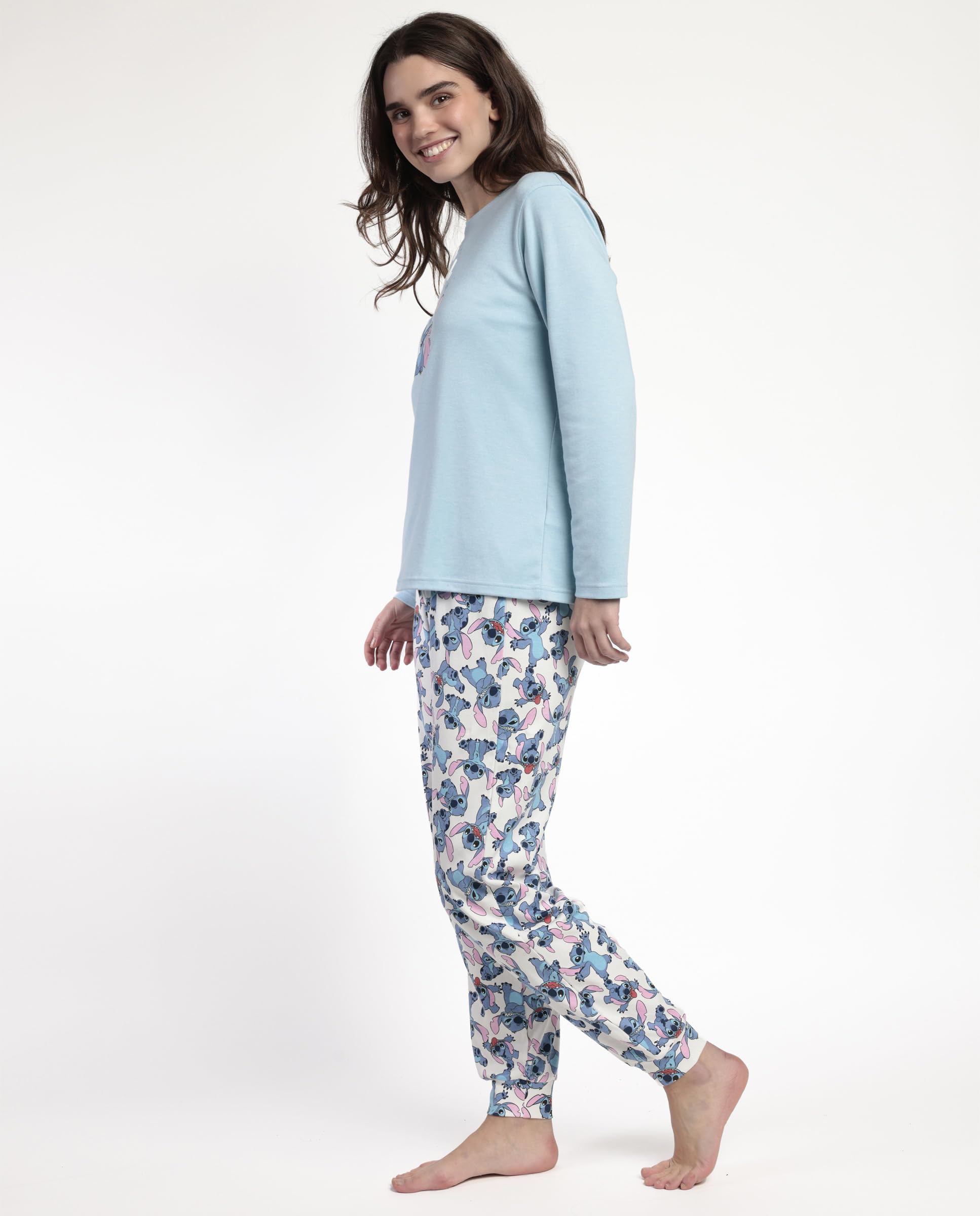 Disney Pijama Manga Larga Stitch Angel para Mujer