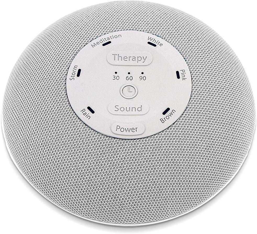 HoMedics Deep Sleep Mini Portable Sleep Sound Machine 3 Programs, 3 White Noises, 2 Sounds, Guided Meditation, Auto-Off Timer, Rechargeable Battery Gray