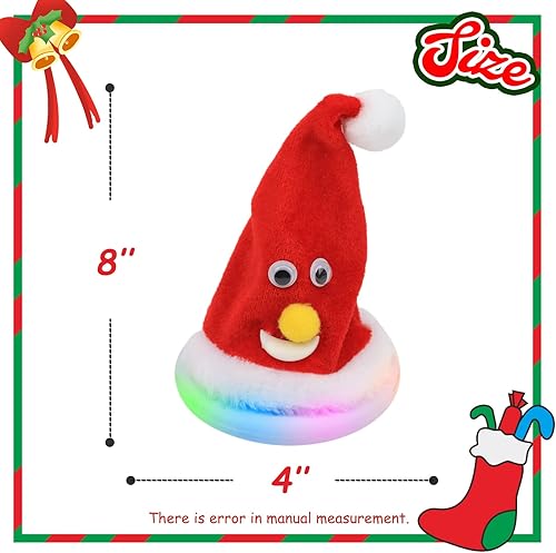 Miniatura 2 de Hopearl Juguete de sombrero de Navidad que canta bailando que brilla intensamente, agitado, eléctrico, interactivo, juguete animado de peluche,