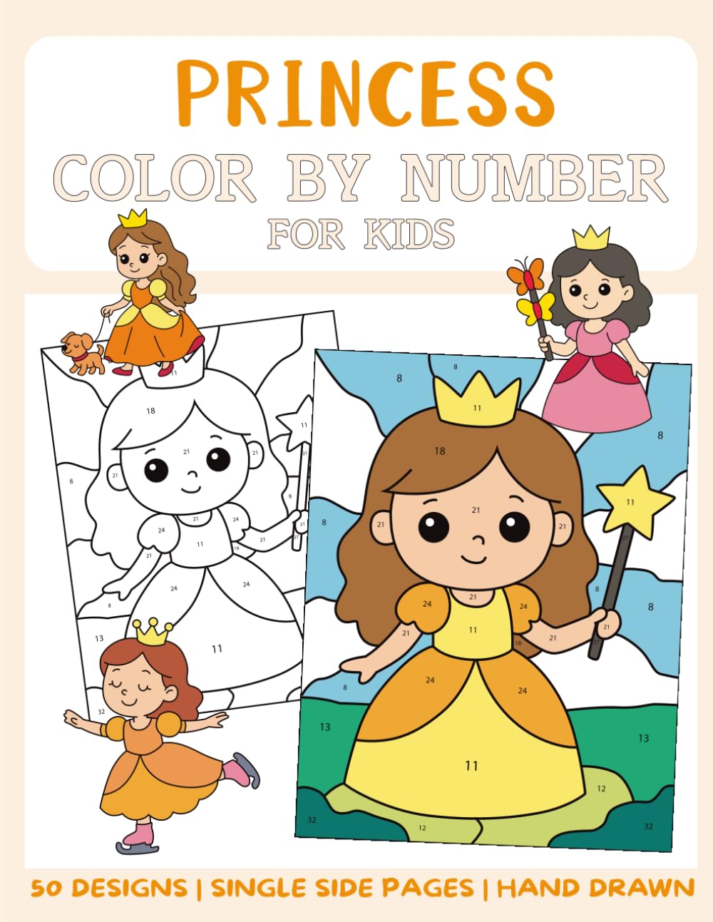 Princess Color By Numbers Book for Kids: Big and Easy Coloring Book by Numbers for Kids