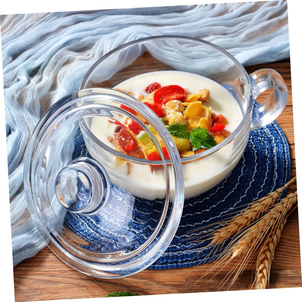 TOYANDONA 2 pezzi Tazza in Vetro Trasparente con Coperchio per Latte e Acqua Mug Multiuso per Colazione e Bevande Calde Design Ergonomico e Resistente