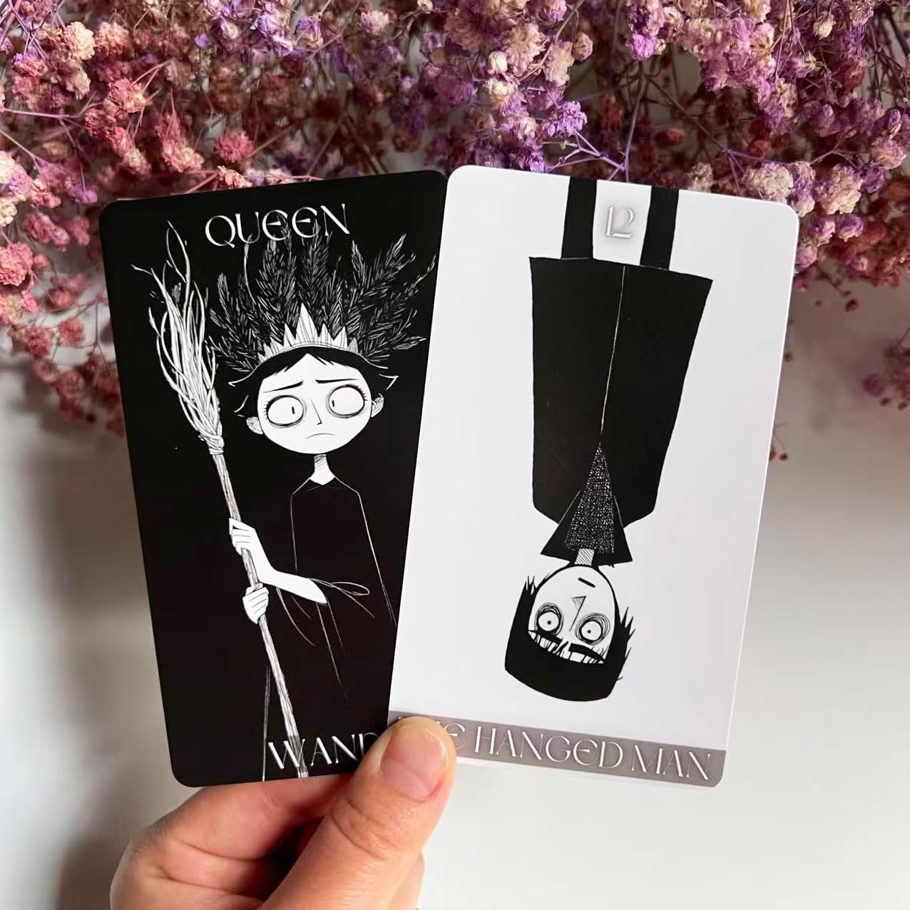 Dark Whimsical Tarot Cards for Beginners, Dark Whimsical Cartoon Style Tarot Deck with Quirky Characters and Expressive Visuals, Fortune Telling Cards