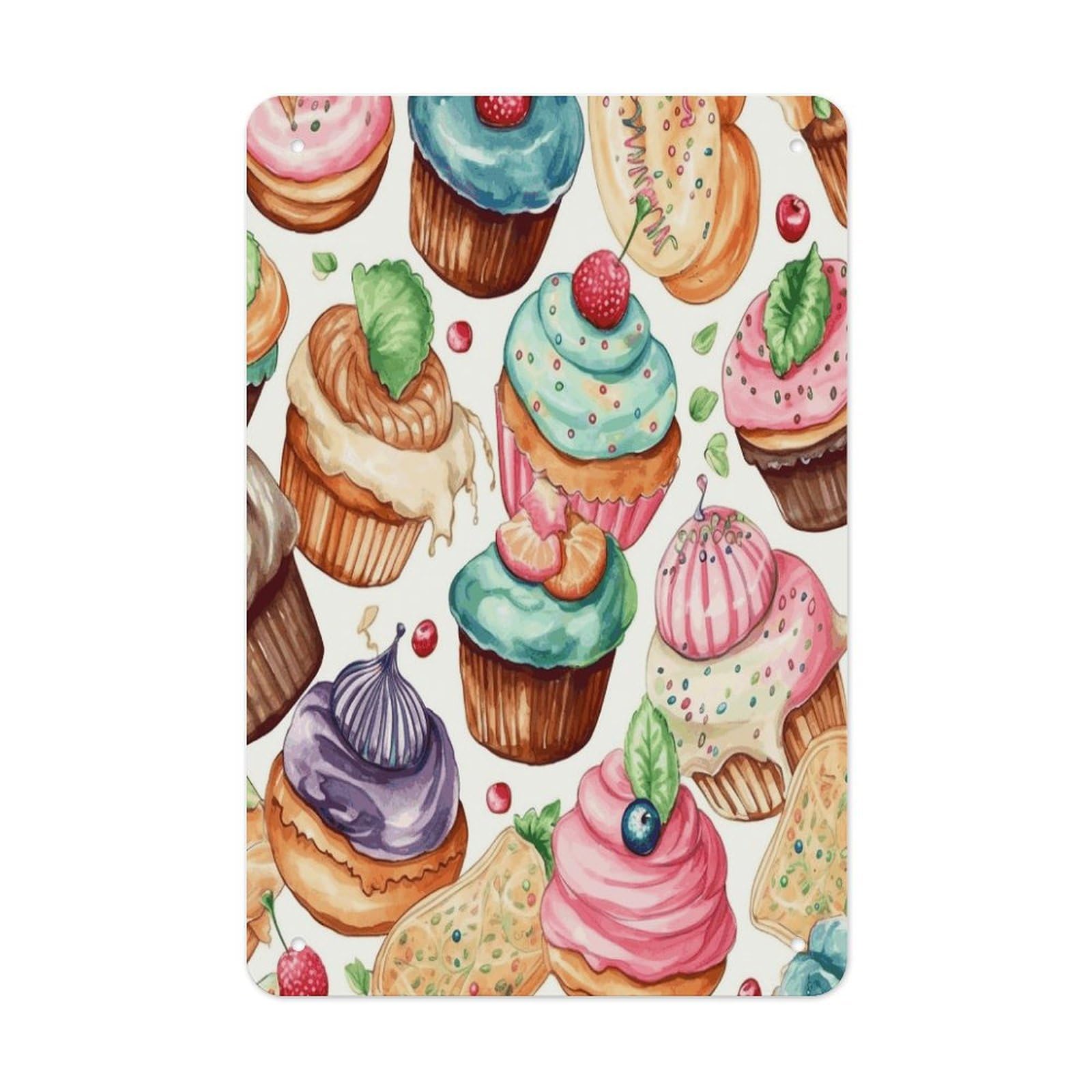 VstaDank Cupcakes Donuts Muffins Sugar Metal Tin Signs Personalized Wall Art Prints Decoration Art Poster Funny Vintage Tin Sign Iron Sheet Painting Metal Signboard Decor Painting for Wall Decor