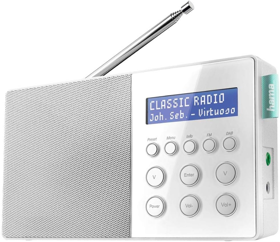 Hama | DR10 Digital Radio, FM/DAB/| 30 Memory Slots | Battery and Mains - White