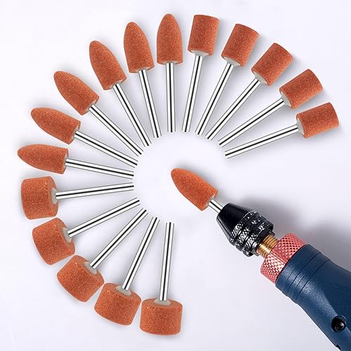 Brocas de lijado para herramienta rotativa, 42 brocas de lijado de diferentes formas con vástago de 18 pulgadas, óxido de aluminio para eliminación